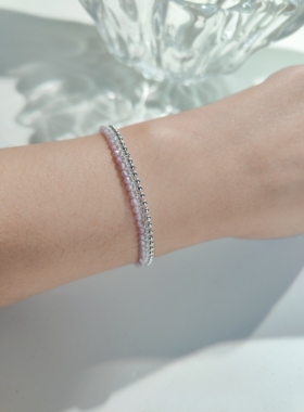 ins风粉色串珠手链链 小众设计梭编手绳 2026显白可调节闺蜜