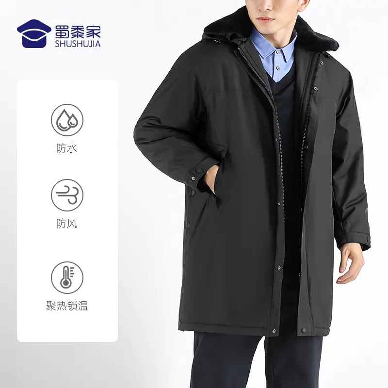 棉大衣黑色户外中长款棉服