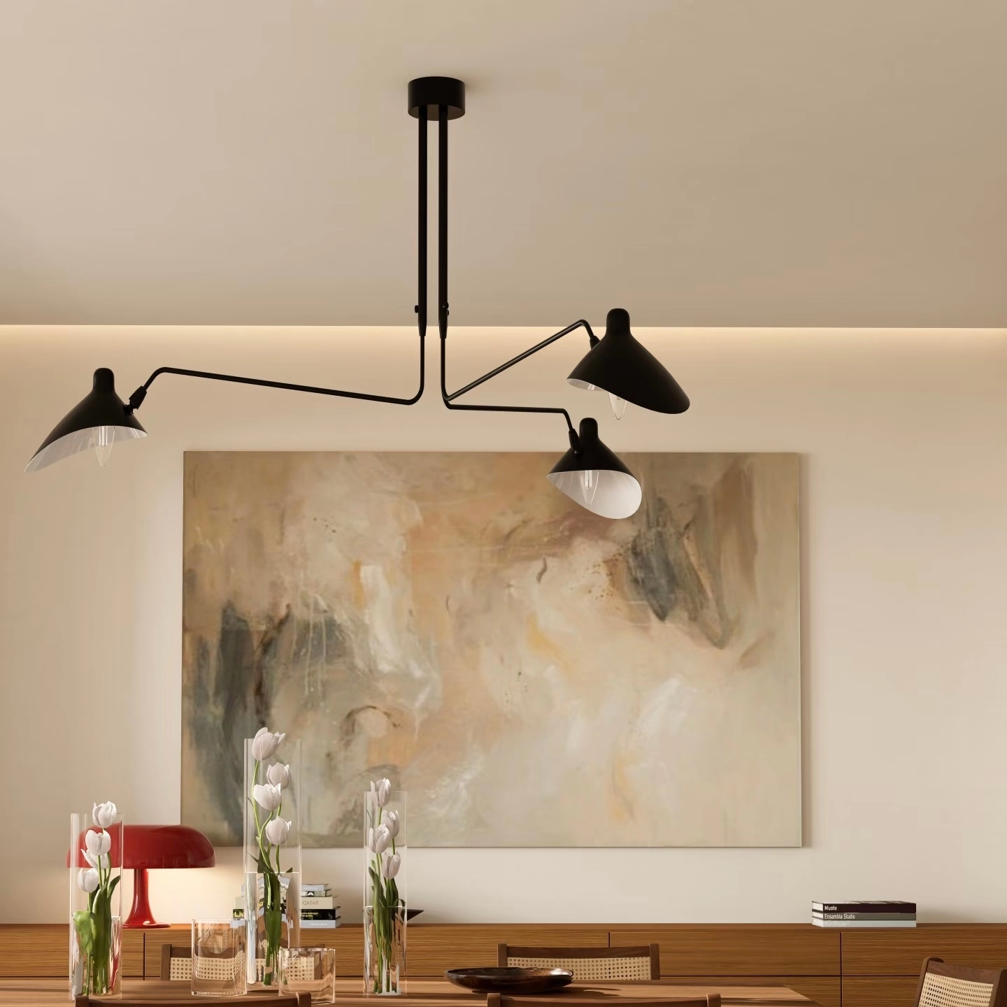 北欧设计师三灯头鸭嘴吸顶灯 吊灯蜘蛛灯样板房酒店客厅餐厅灯饰