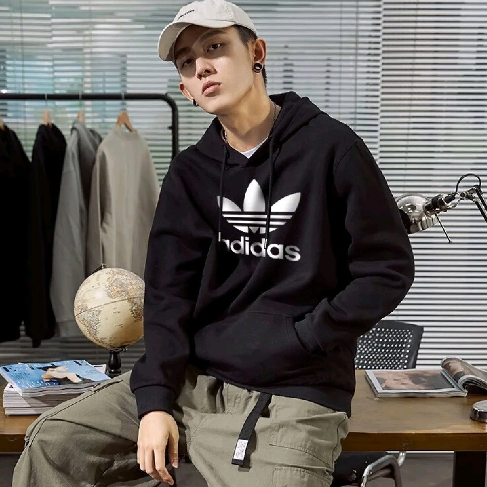 Adidas 三叶草 大LOGO 男子经典连帽休闲运动卫衣DT7964