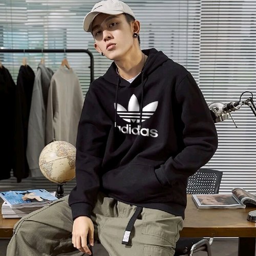 Adidas 三叶草 大LOGO 男子经典连帽休闲运动卫衣DT7964