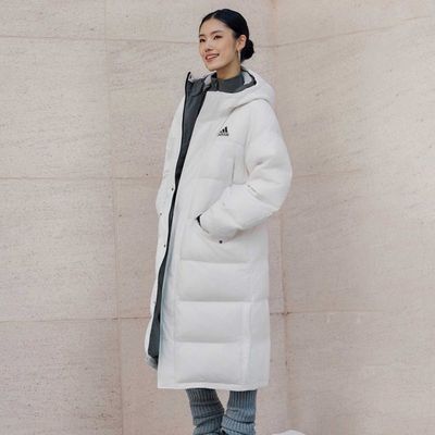 阿迪达斯男女装保暖舒适休闲鸭绒2025秋冬新款长款羽绒服KE5406