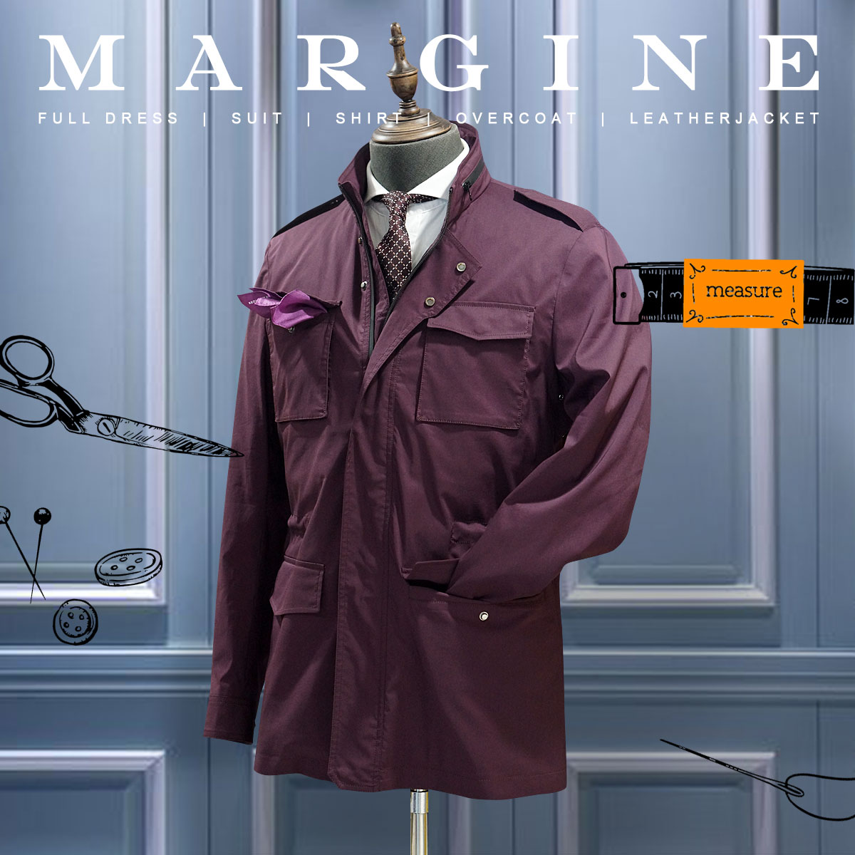 男风衣量身定做夹克防风雨紫色