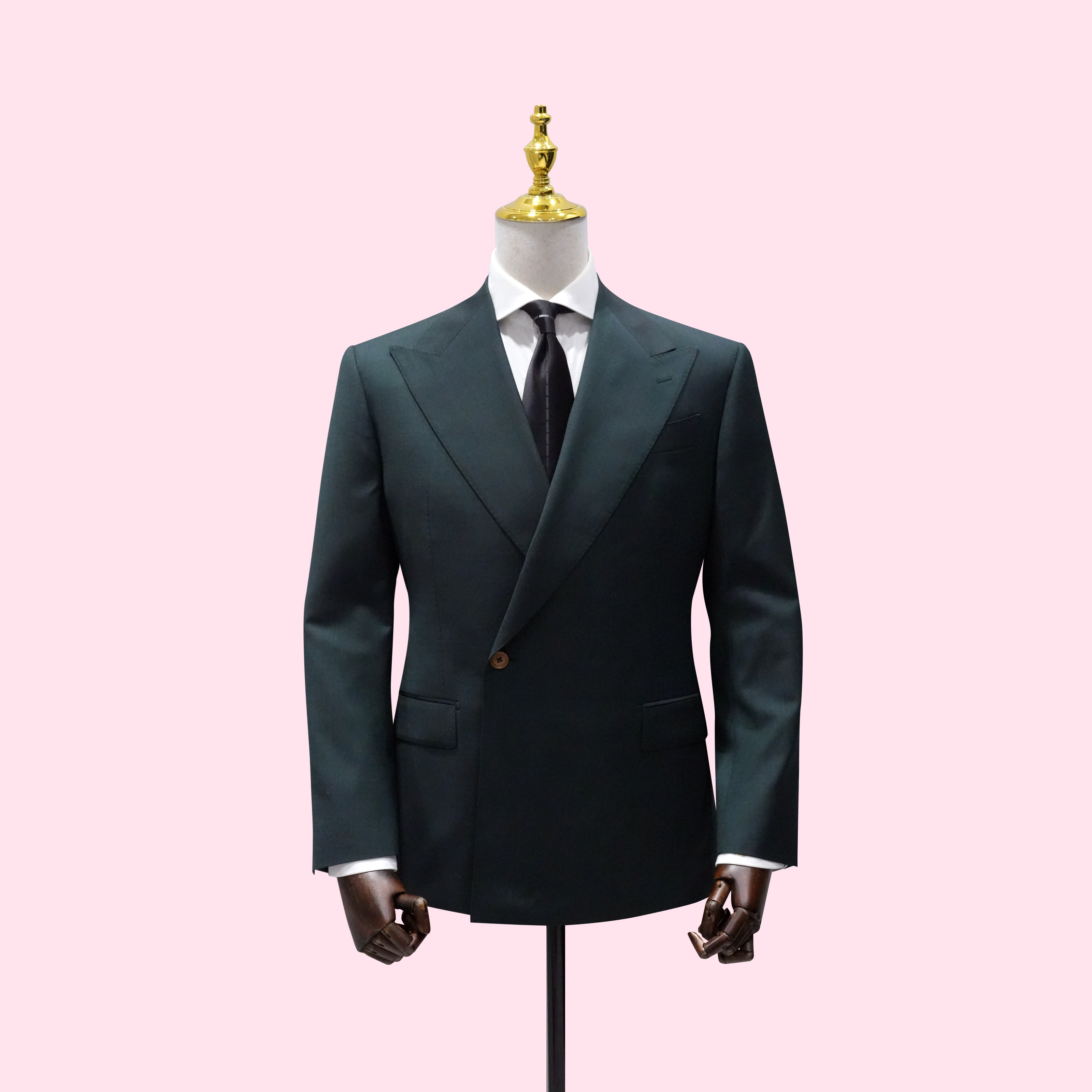 墨绿色双排扣西装男商务正装纯羊毛西服套装量身定做上海实体全国