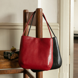 猴子家 头层植鞣牛皮墩墩包Hobo单肩手提包 复古vintage风腋下包