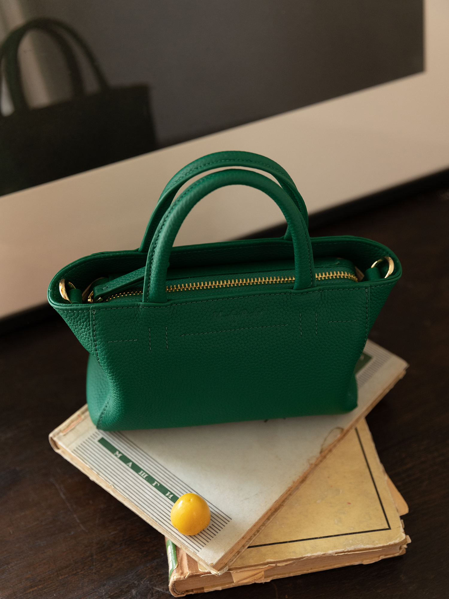 法式托特迷你单肩斜挎牛皮手机包