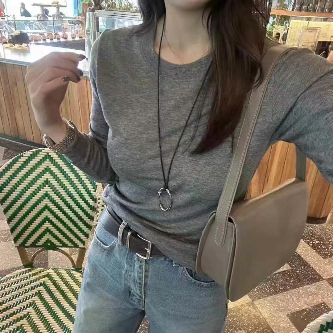 天丝羊毛长袖T恤女薄款打底衫欧洲站秋季新款纯色上衣亲肤面膜衣