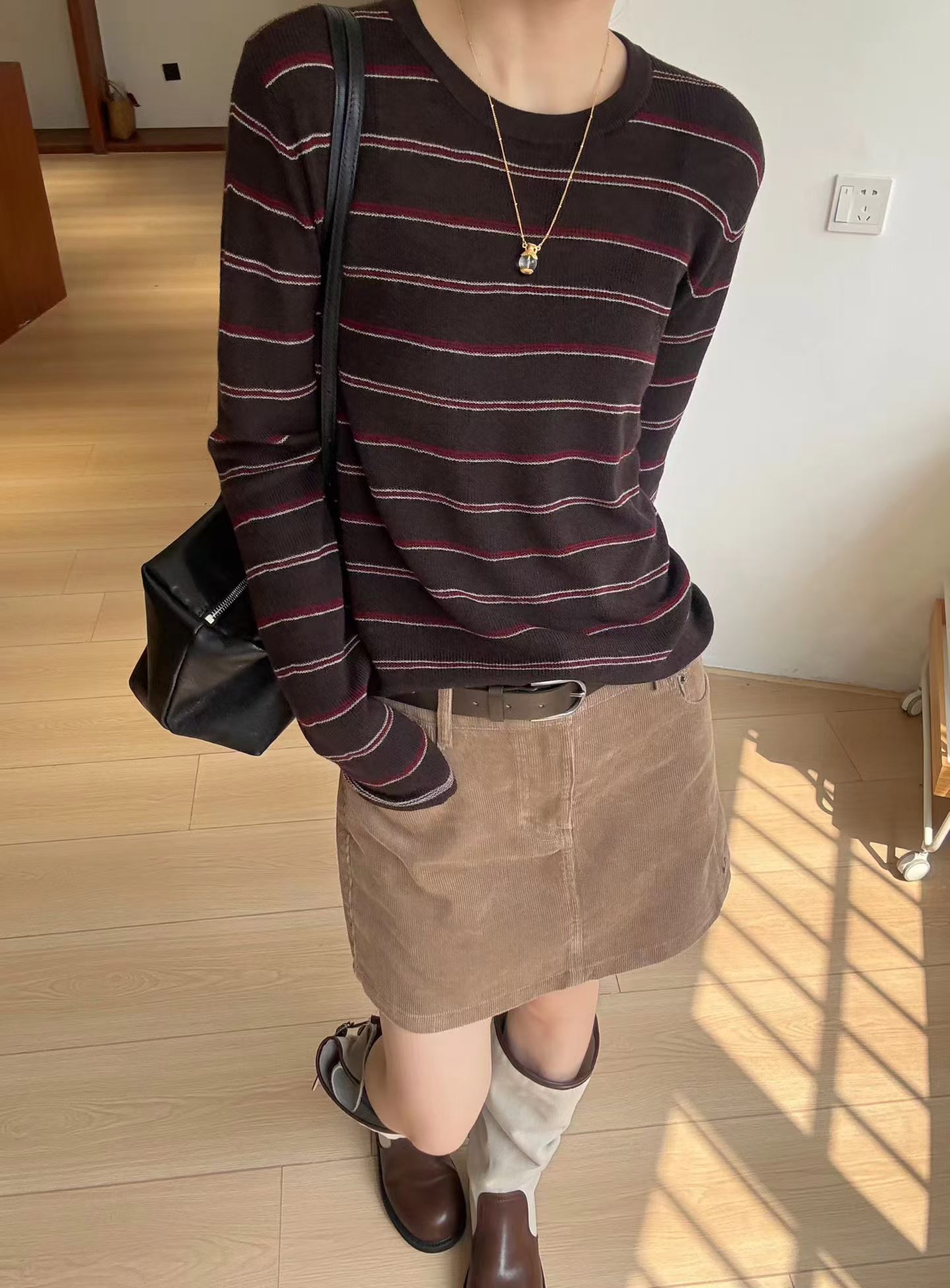 显瘦条纹羊毛衫女欧洲站2026秋季新款百搭洋气修身针织衫打底衫