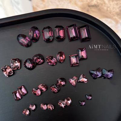 AiMTnails 马姑娘家定制款东洲K9深紫色尖底钻系列美甲饰品