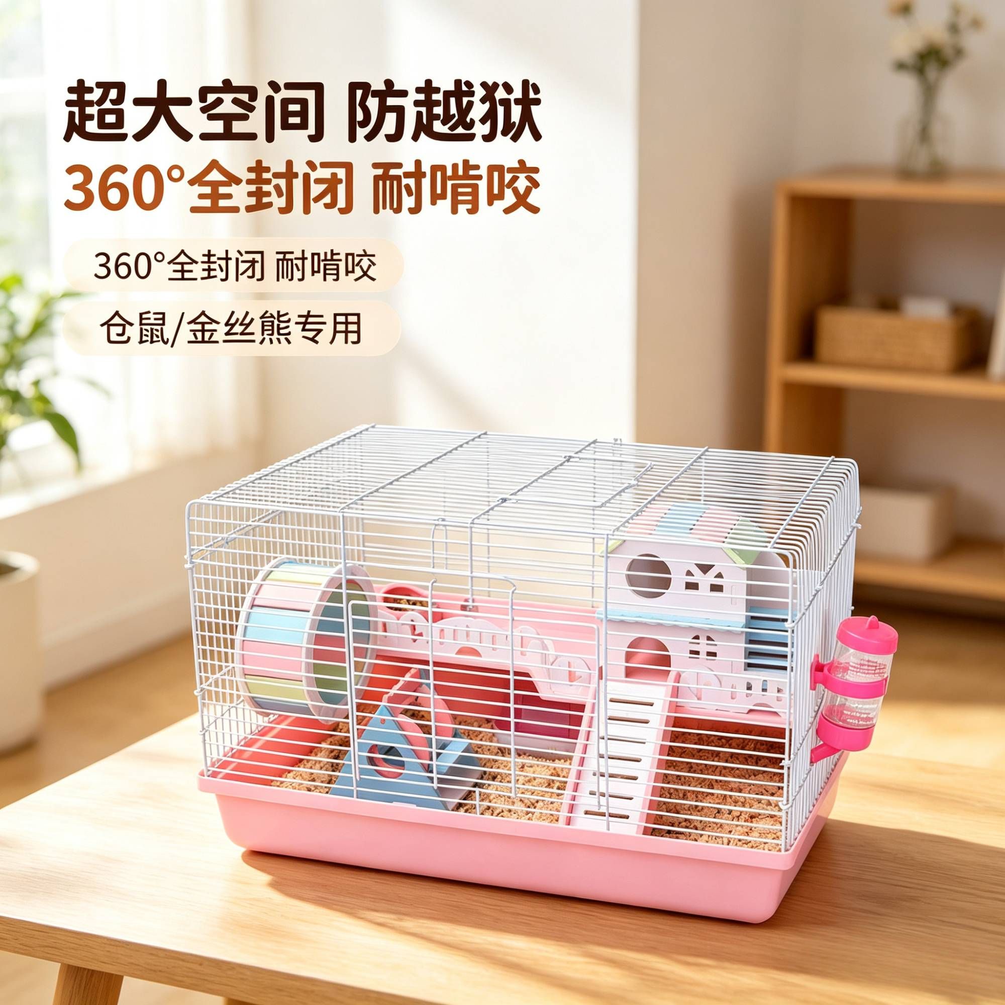 仓鼠笼子47金丝熊专用耐啃咬防越狱基础用品超大豪华大的别墅实木