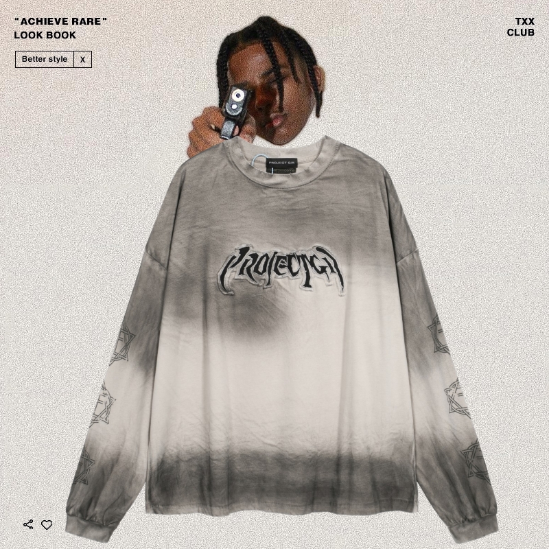 PROJECTG/R脏洗做旧高街长袖T恤