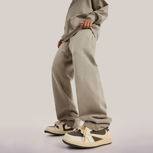 FOG大地色男女宽松休闲运动卫裤 美式 潮牌复古纯色重磅毛圈直筒裤