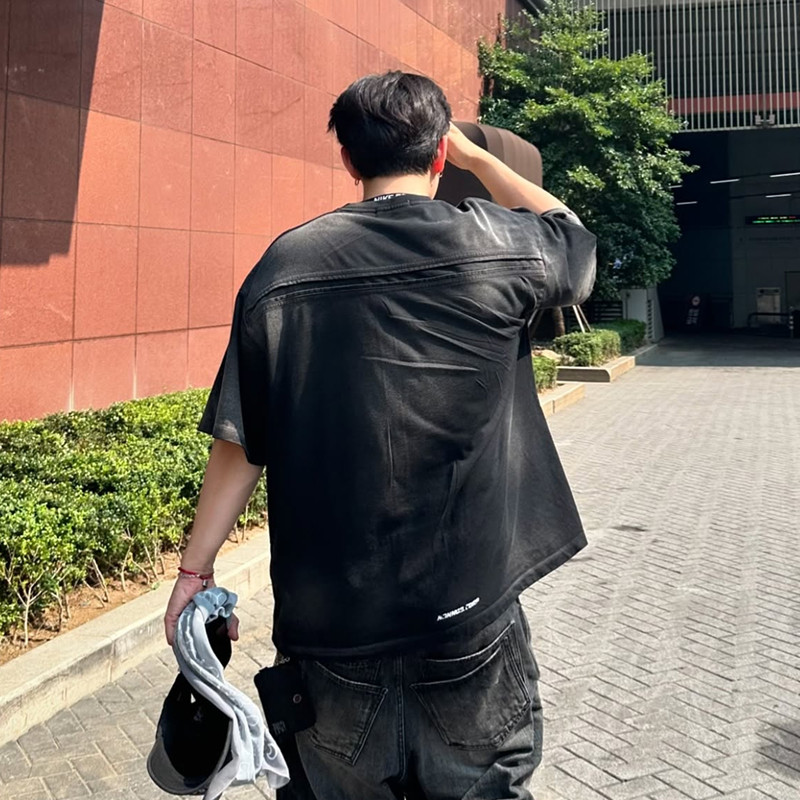 NONNOD重工做旧喷色高街短袖T恤