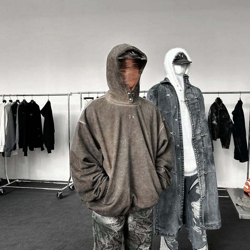 THUGCLUB高街洗水做旧连帽卫衣