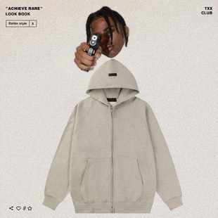 外套美式 GOD复线ESSENTIALS开衫 高街FOG男女宽松连帽卫衣 FEAR