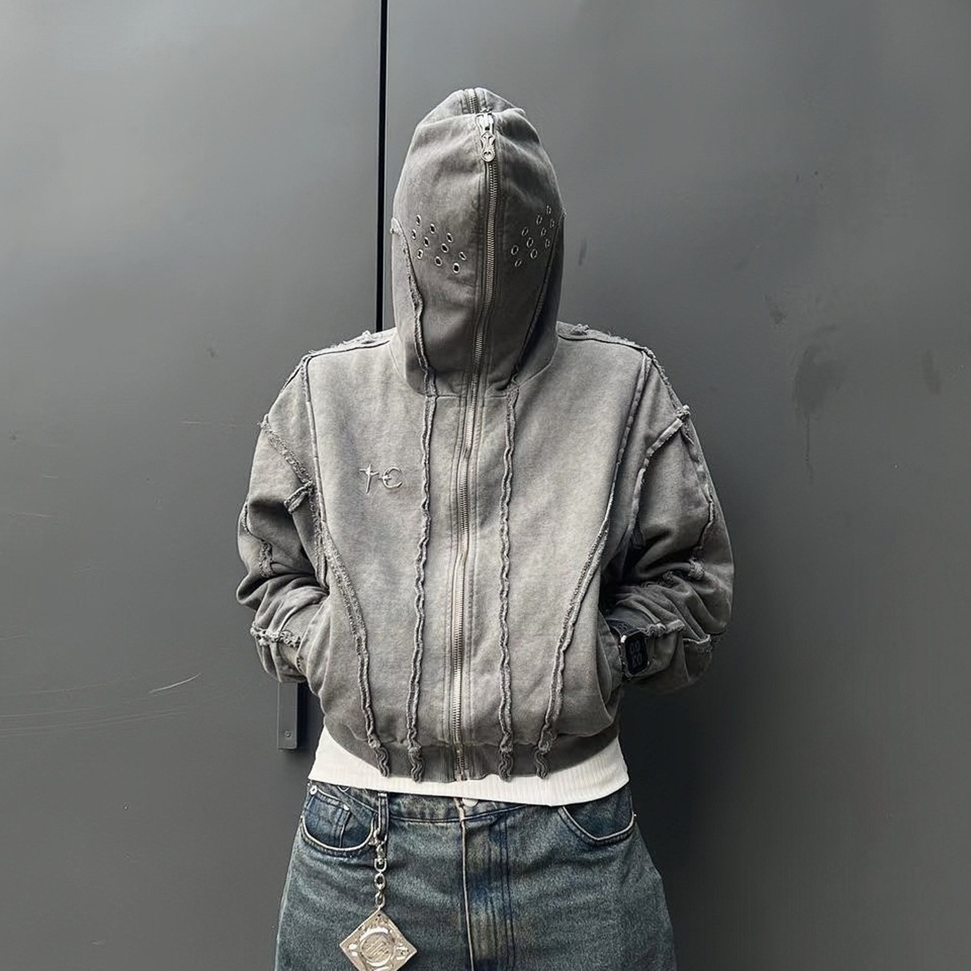 THUGCLUB高街鲨鱼蒙面开衫卫衣图片