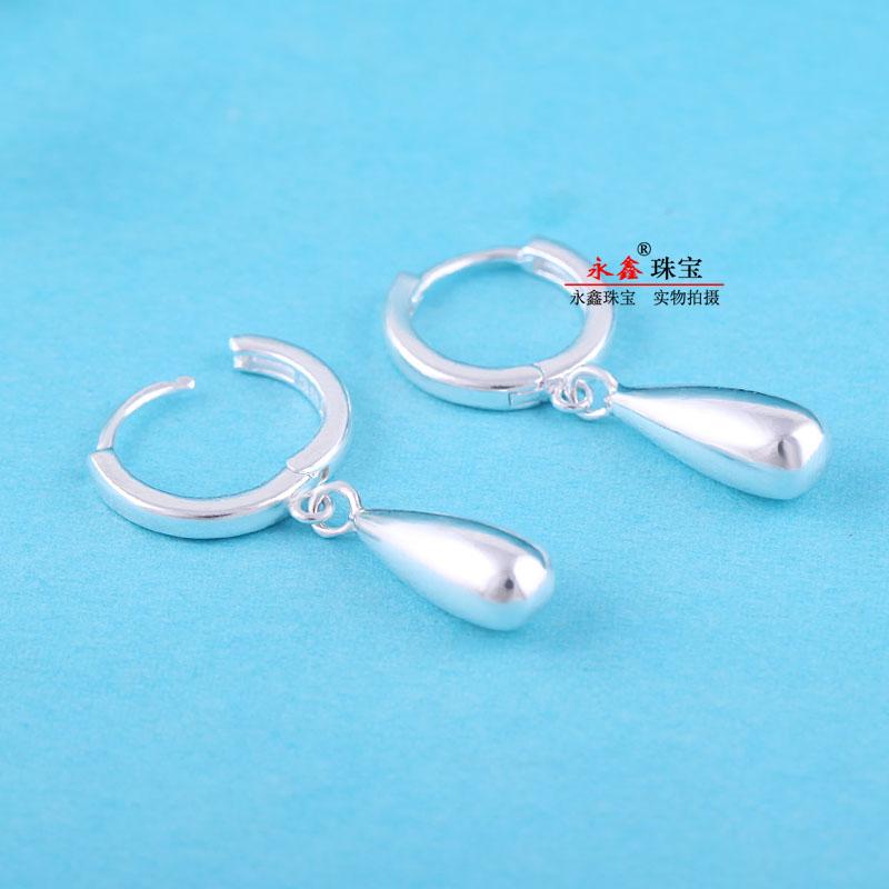 999纯银水滴形吊坠耳环