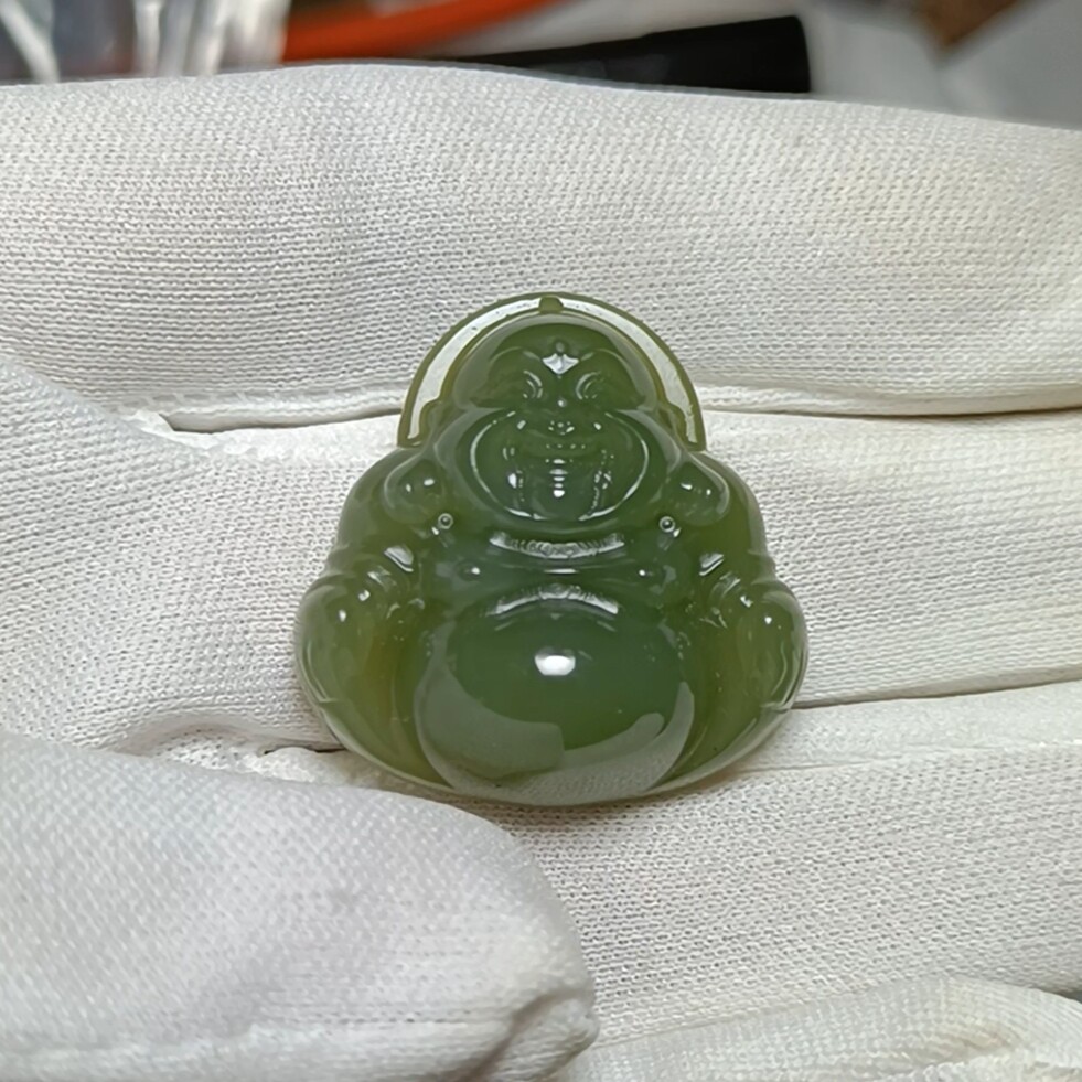天然和田玉佛公吊坠玉坠玉佩挂件 高货 带证书保真品男女生礼物