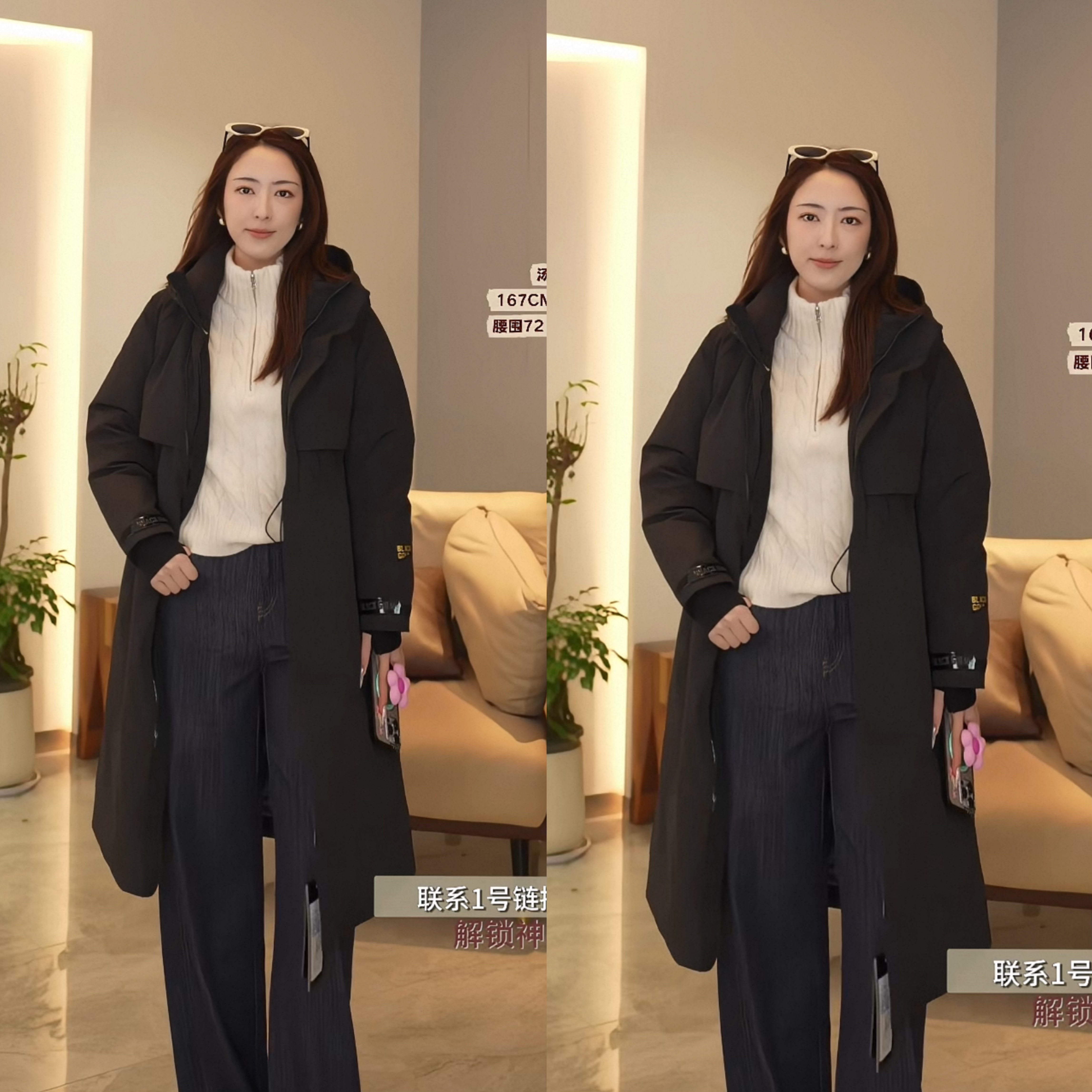 【汤曼妮粉丝专享】黑金鹅绒服风壳羽绒服收腰冲锋衣D9907