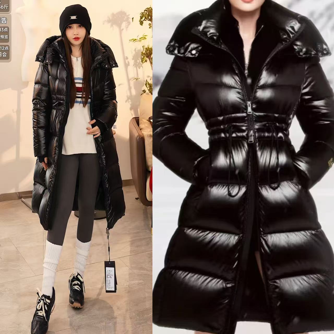 【粉红爷爷专享】 黑金鹅绒服女王4.0八格羽绒服女冬新款长款