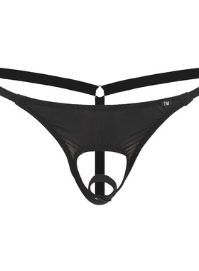 新款男士TM丁字裤舒适性感内裤弹力冰丝时尚镂空诱惑漏洞T裤细绳