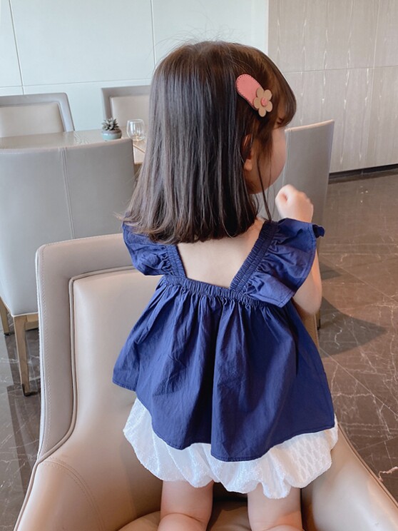 女童无袖上衣韩版洋气宝宝短袖衬衫2026儿童夏装 娃娃衫时髦网红