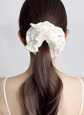 发圈圈大肠头花女韩版真丝缎面水晶烫钻高级感马尾舒适发绳发饰