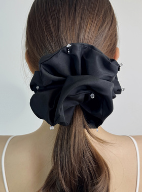 小众仙女发圈真丝塔夫绸水晶锆石大发圈