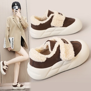 棉鞋 保暖女鞋 加绒厚底纯色简约学生休闲增高 2024秋冬季 G3512新款