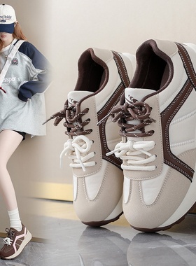 28160德训鞋女2025新款厚底增高软底轻便老爹鞋运动休闲鞋