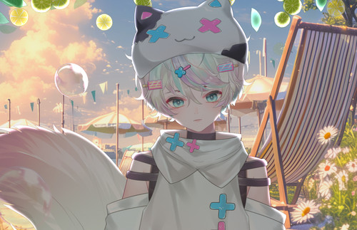 Live2d量贩模型-松鼠夏日庆典  中性公皮vup直播成品皮套虚拟主播