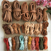 牛皮绳原本色圆绳彩色扁皮条手工配饰DIY手链手环皮件圆绳 包邮