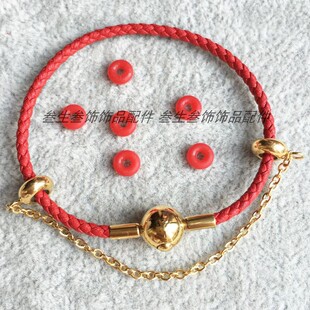 编织皮绳手链可穿3D硬金转运珠闺蜜女款细手绳搭配黄金过年红绳