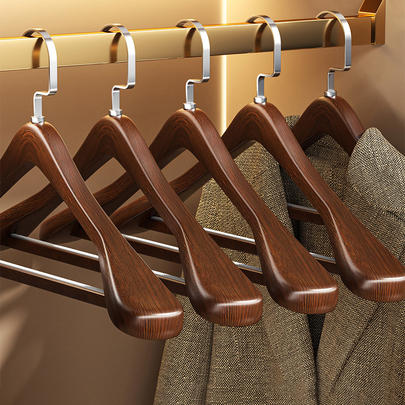 木质衣架家用挂衣木头衣架服装店酒店专用实木衣架加大加厚防肩角