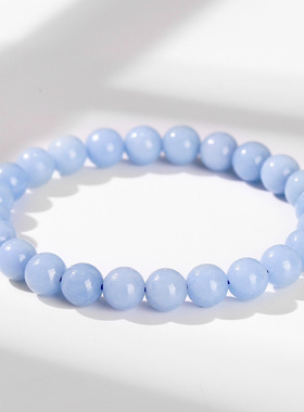 天然天使石手链 冰透蓝绿渐变 治愈系能量石 男女款清新手串手饰