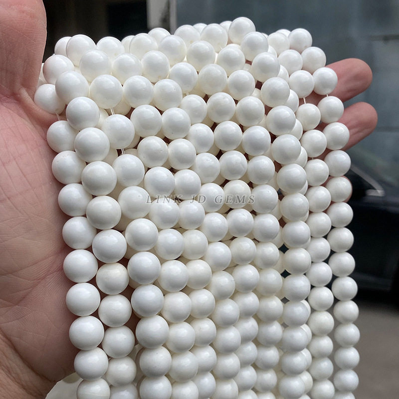 A级天然海南白贝壳珠散珠手链圆珠贝珠diy饰品配件批发