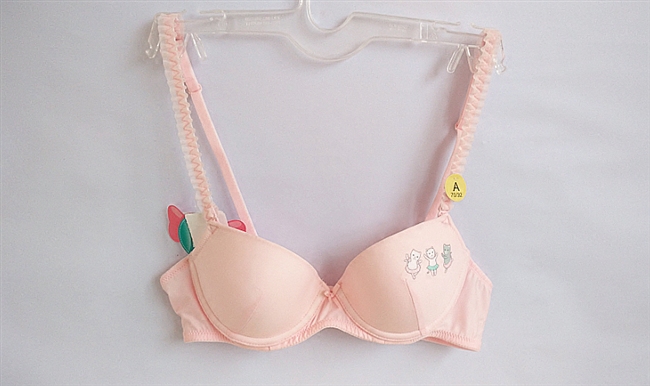 泰国薄杯可爱风心形插片褶皱内衣