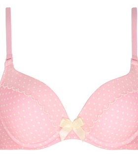 3077泰国sabina文胸中厚杯内衣 粉底黄色水玉点蝴蝶结new softdoo