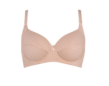 泰国薄杯格子有钢圈加宽侧翼内衣