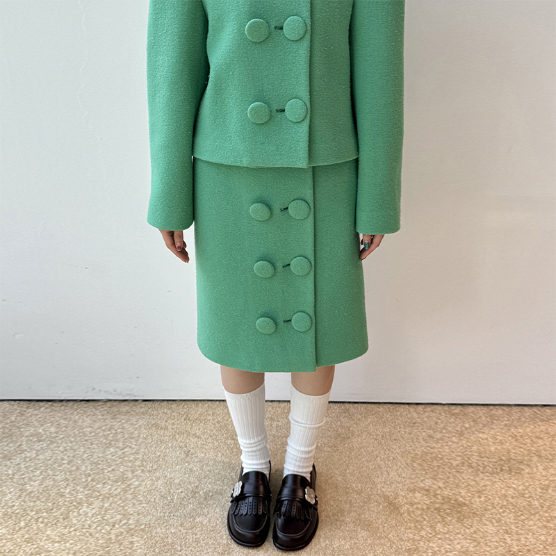 双排圆扣直筒半裙25AW秋冬新款