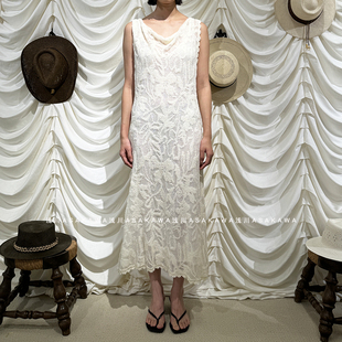 针织连衣裙26SS春夏新款 荡领半透提花无袖 浅川买手店 ECRIVAIN