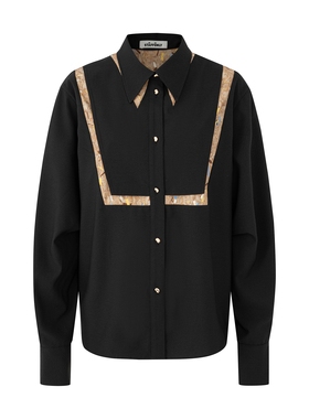 【STAFFONLY】纯色条纹拼接双层衬衫 25SS春夏新款 浅川买手店