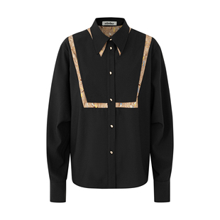 【STAFFONLY】纯色条纹拼接双层衬衫 25SS春夏新款 浅川买手店