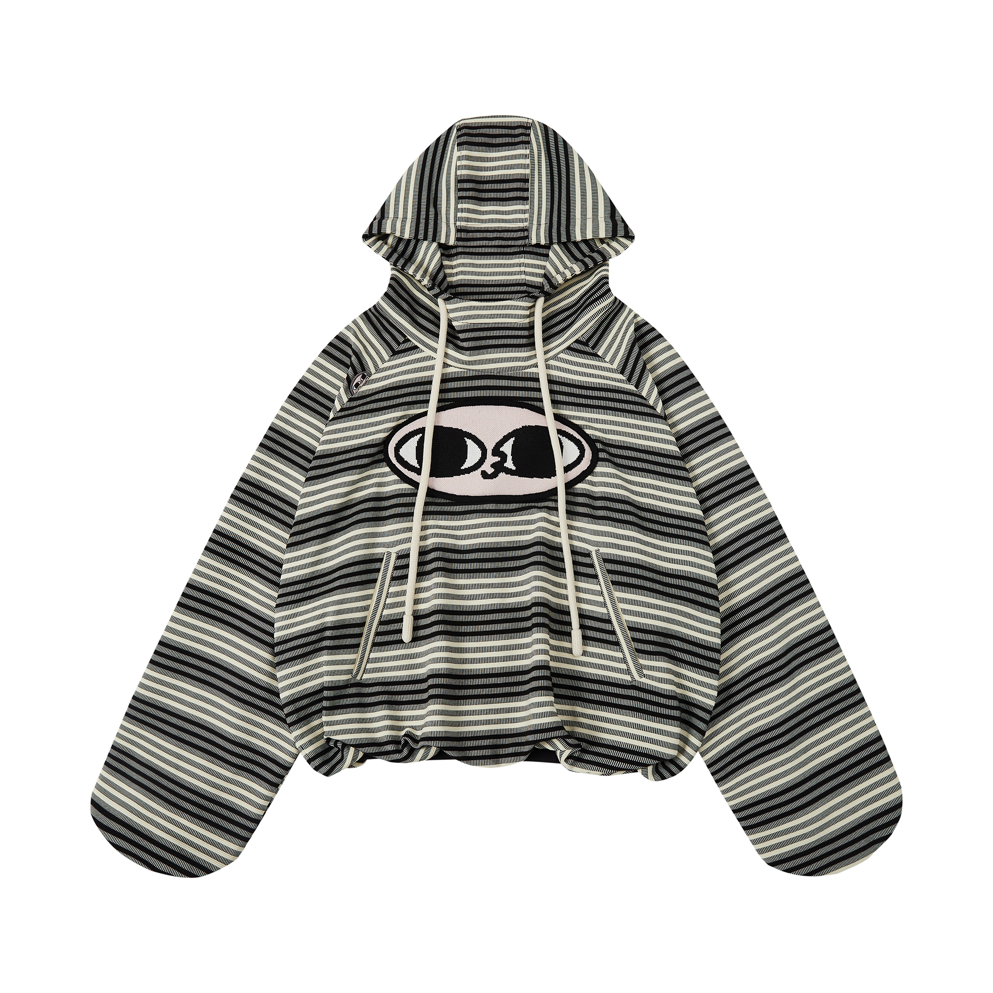 黑白条纹小圆脸帽衫25SS春夏新款