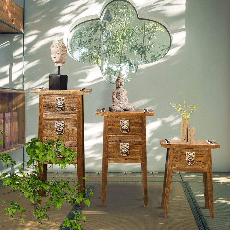 新中式实木三斗柜禅意摆件客厅玄关仿古原木做旧储物复古装饰柜子在类目 住宅家具, 柜类, 斗柜中 - 来自Buy2taobao.com提供专业的淘宝代购服务