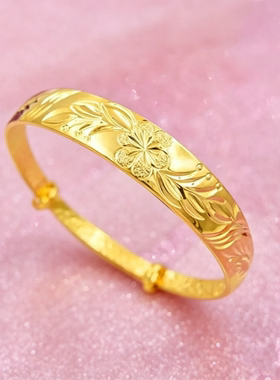 百搭金色梅花推拉手镯时尚