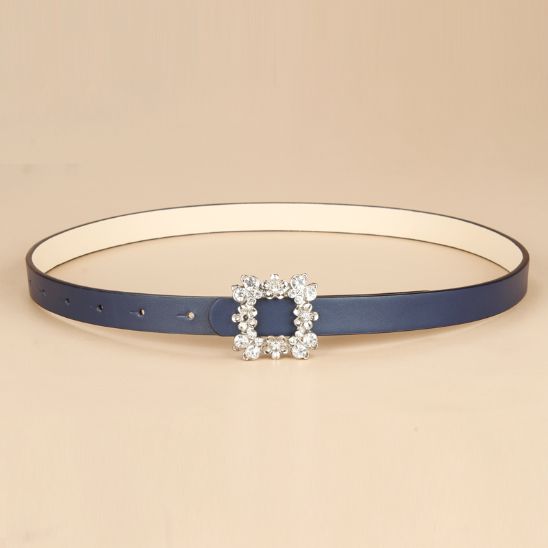 钻纯黑色女士牛仔裤细款装饰腰带