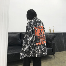 外套男女 chic潮牌港风bf情侣夹克春oversize宽松花色印花复古工装