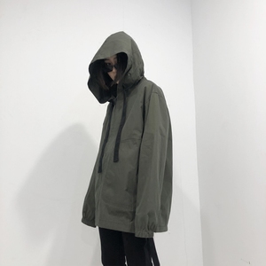 废柴chic美伢中性港风潮牌oversize宽松简约套头风衣外套情侣男女