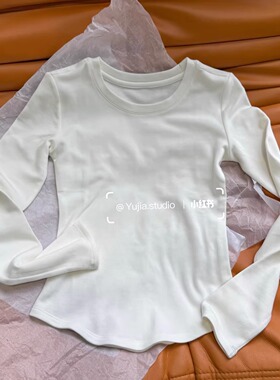 2025秋冬内搭白色修身内搭小圆弧内搭百搭打底衫白色加绒内搭